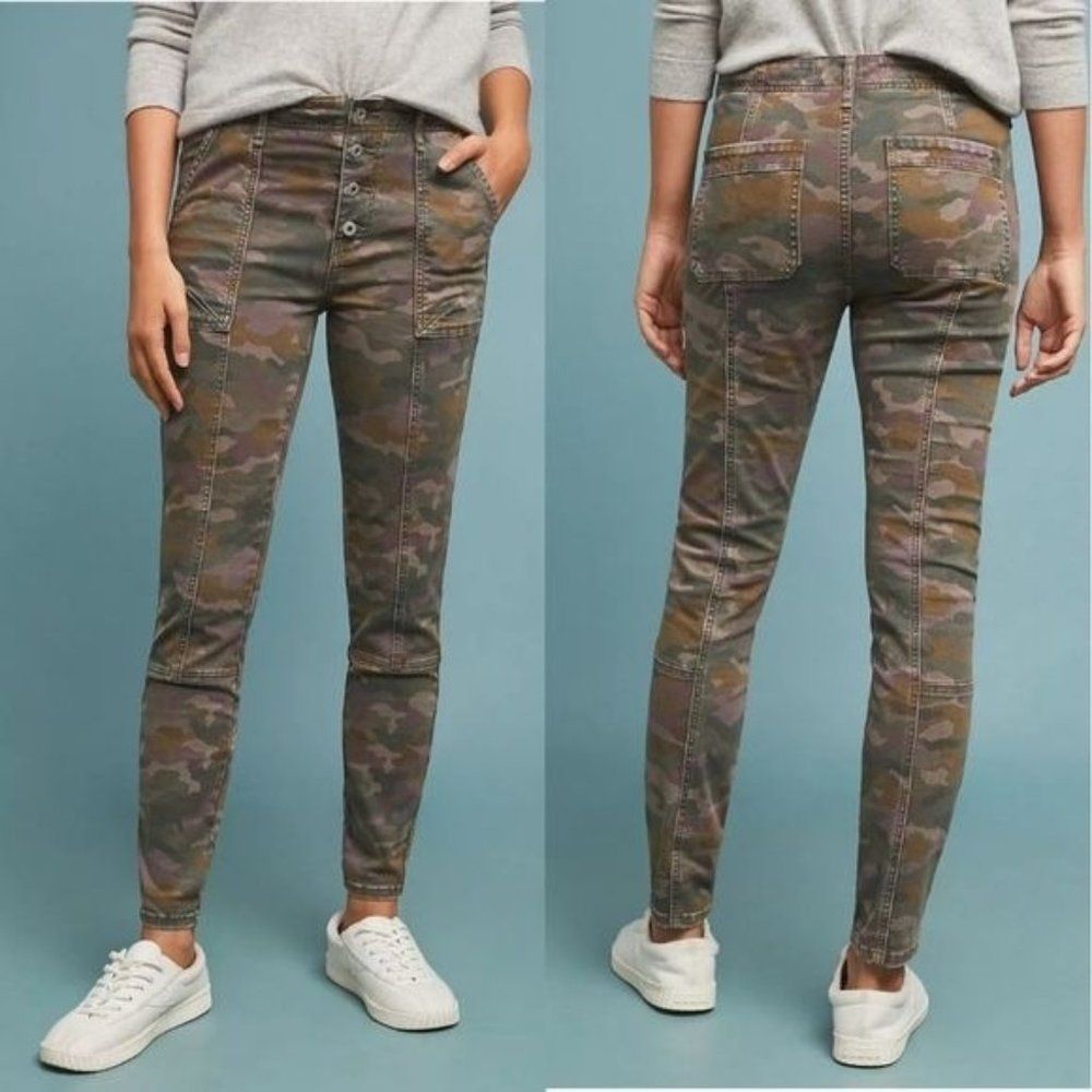 Anthropologie Jefferson Slim Utility Camouflage Button Fly Trouser Pant Size 29P